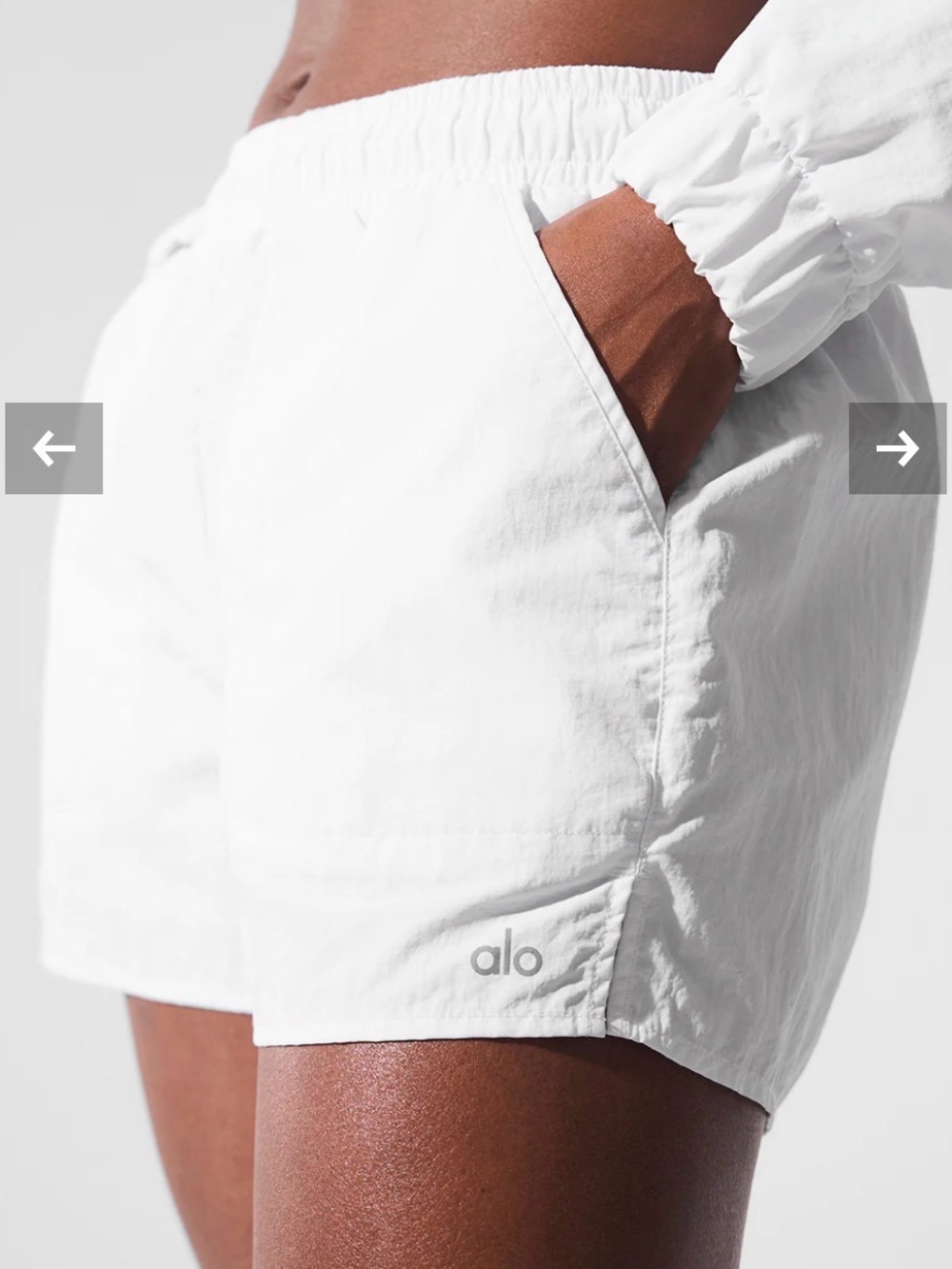 ALO Yoga Alumni Shorts, Small, White Athletic Shorts with Elastic Waist